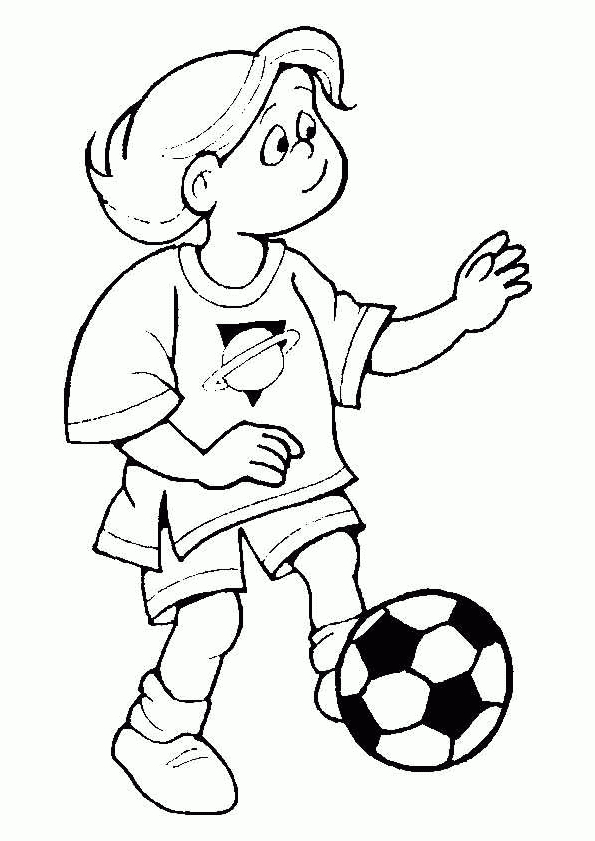 Coloriage D’un Enfant Avec Son Ballon De Foot | Coloriage à Dessin De Foot A Imprimer