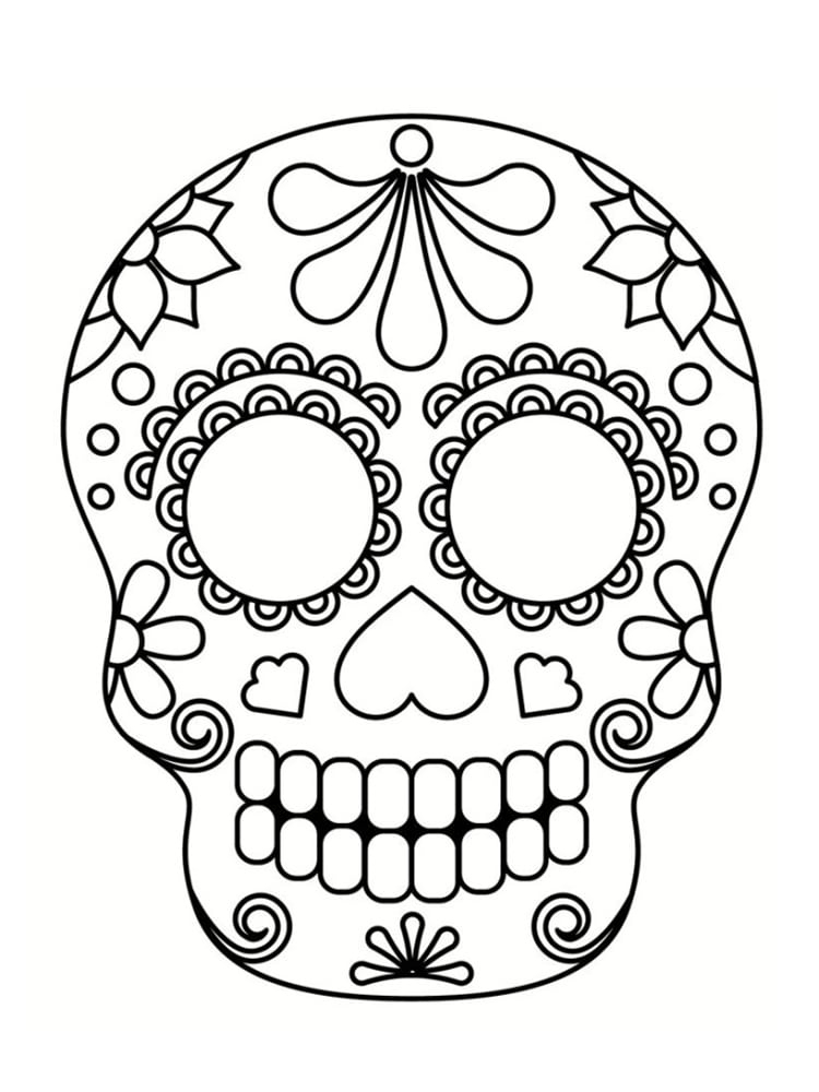Coloriage Tête De Mort Mexicaine : 20 Dessins À Imprimer à Crane Mexicain Dessin