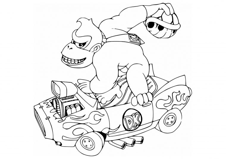 Donkey Kong Kart – Coloriage Mario Kart – Coloriages Pour dedans Karting Dessin