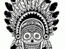Un Crâne D’indien À Colorier. … | Coloriage Squelette serapportantà Crane Mexicain Dessin