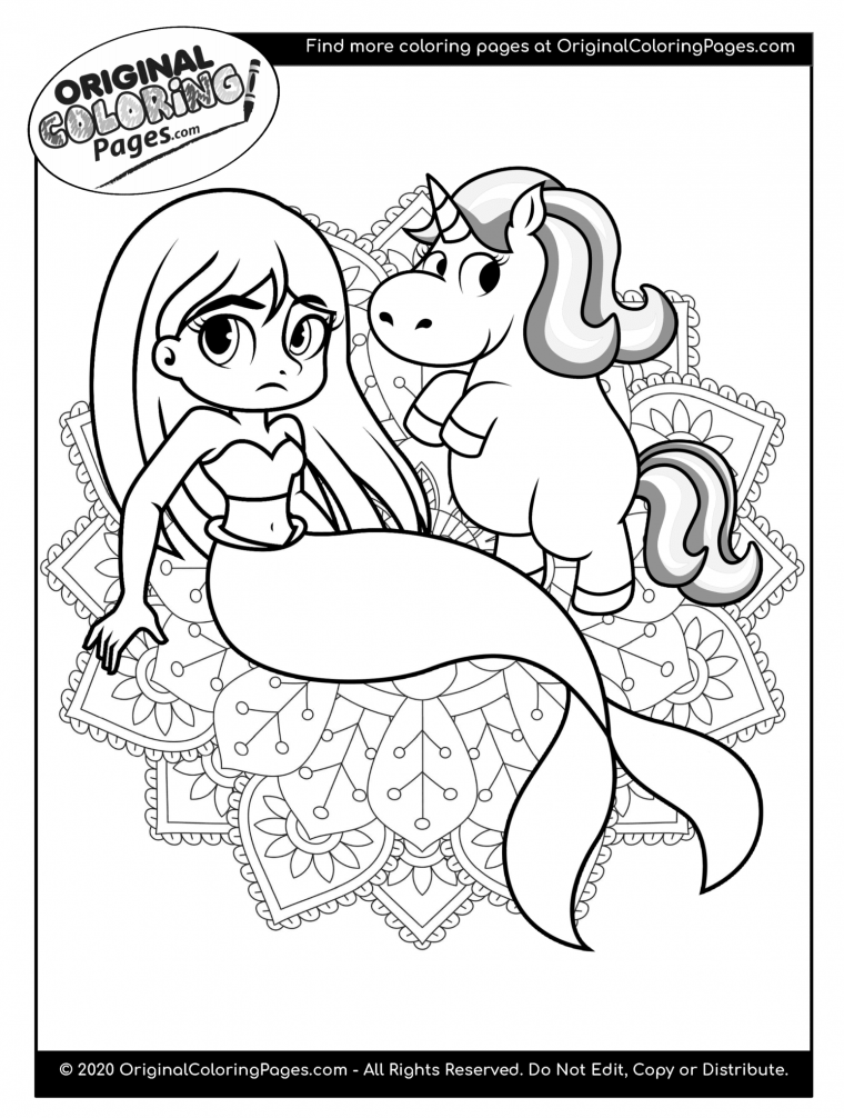 unicorn kitty mermaid coloring pages