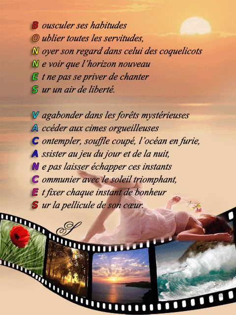 08B Acrostiches Vacances tout Poesie Vive Les Vacances