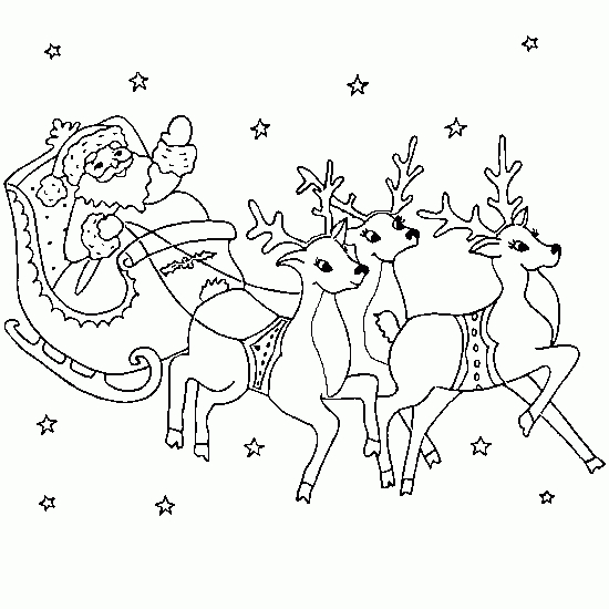 18 Dessins De Coloriage De Père Noël Et Ses Rennes À Imprimer serapportantà Dessin De Rennes Du Pere Noel