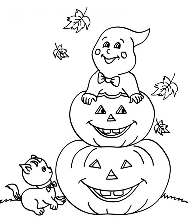 195 Pumpkin Coloring Pages For Kids destiné Dessin Fantome