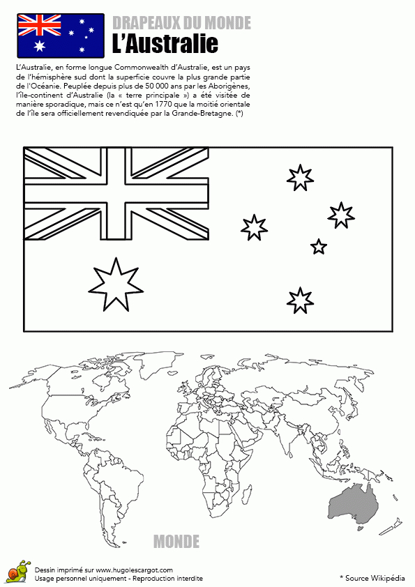 A Colorier, Le Drapeau De L'Australie | Drapeaux Du Monde serapportantà Drapeau Anglais À Colorier