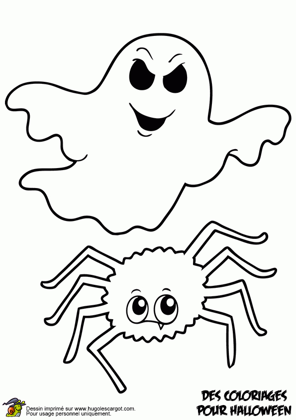 A Colorier, Le Fantôme Et L’araignée D’halloween destiné Dessin Fantome