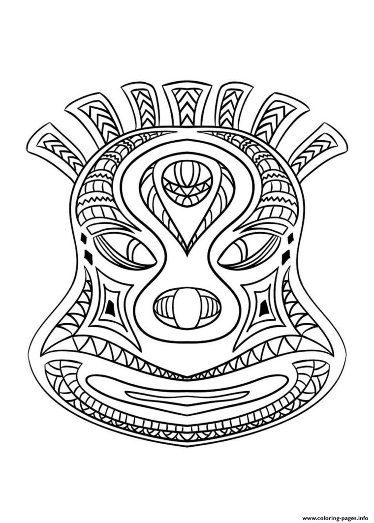 Adult African Mask 2 Coloring Pages Printable à Dessin Masque Africain