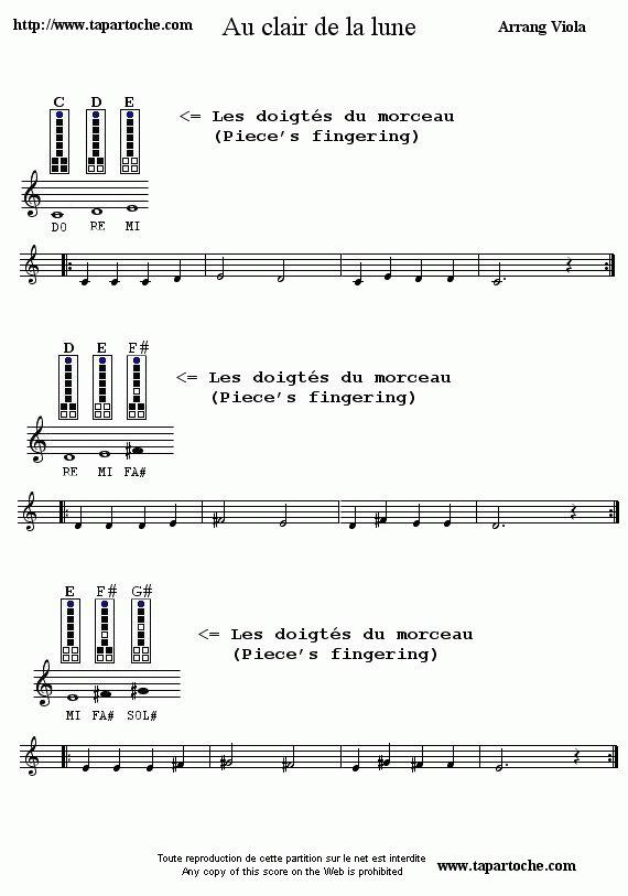 Al Chiaro Di Luna (Flauto Dolce) intérieur Au Clair De La Lune Lyrics