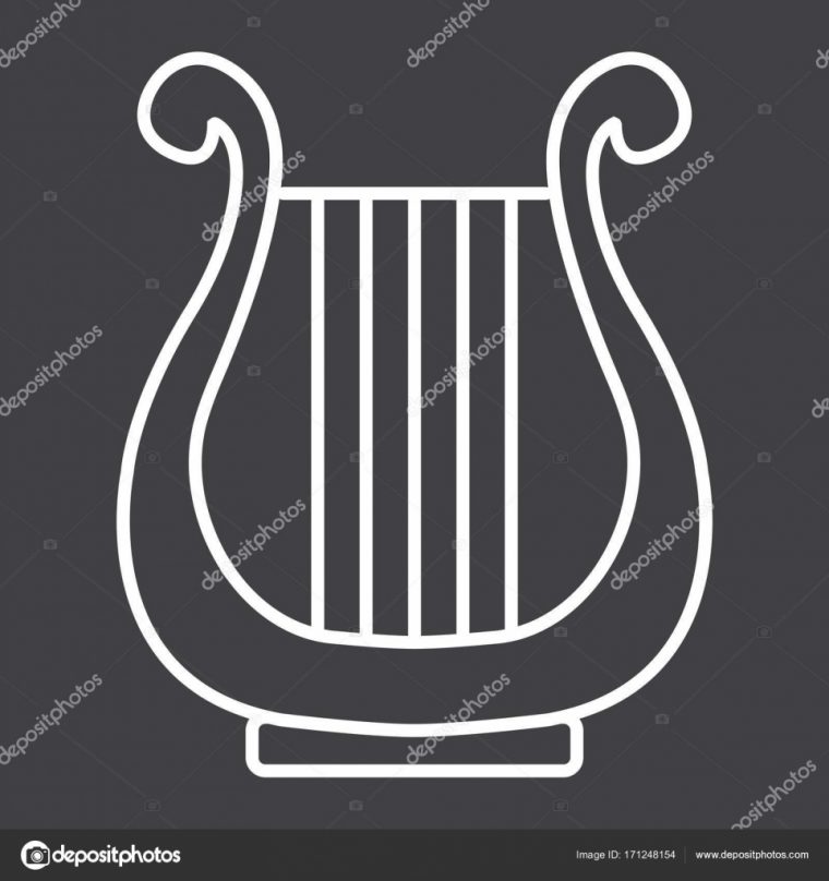 Antike Griechische Lyra Liniensymbol, Musik Und Instrument destiné Dessin Harpe