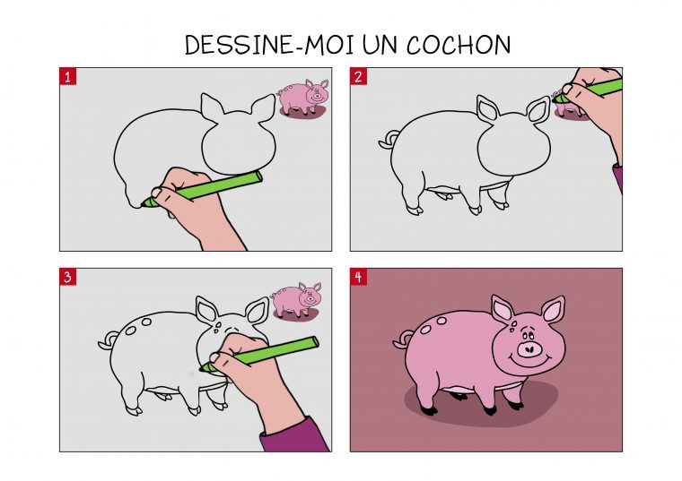 Apprendre À Dessiner Un Cochon En 3 Étapes destiné Dessin Des 3 Petit Cochon