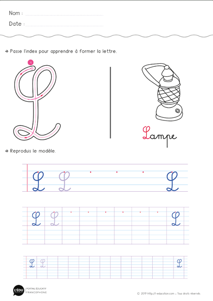 Apprendre À Écrire La Lettre L Majuscule Cursive | Fiche D pour Lettre En Cursive Majuscule