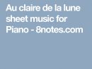Au Claire De La Lune Sheet Music For Piano - 8Notes tout Claire De La Lune Lyrics