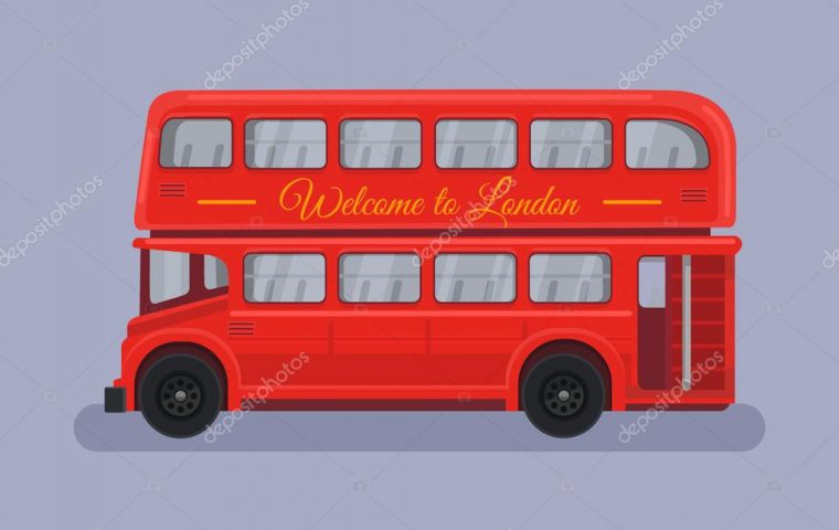 Bus Rouge Avec La Ville De London — Image Vectorielle intérieur Dessin Bus Anglais