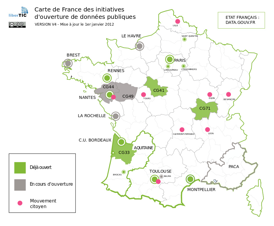 Carte Des Initiatives Opendata En France concernant Une Carte De France