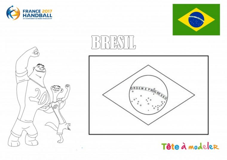 Championnat Du Monde De Handball – Coloriage Brésil pour Drapeau Brésil À Colorier