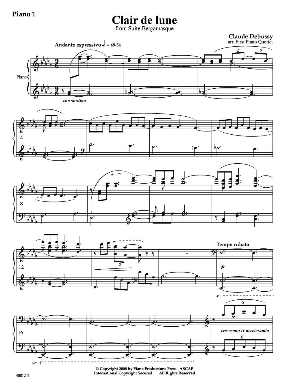Clair De Lune By Claude Debussy/Arr. First Piano | J.w destiné Clair De Lune Debussy
