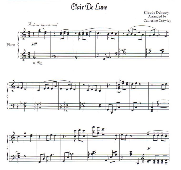 Clair De Lune | Piano Lessons By Cathy Crawley | Pensacola pour Clair De Lune Debussy