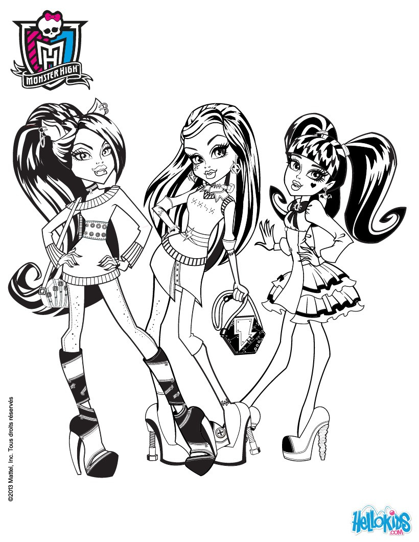 Clawdeen, Frankie And Draculaura Coloring Pages tout Dessin A Imprimer Monster High