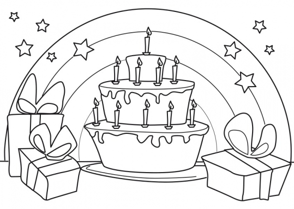 Coloriage 3-6 Ans Gâteau Anniversaire 10 Ans pour Coloriage Anniversaire 7 Ans