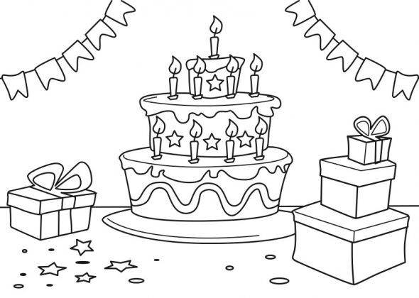 Coloriage 3-6 Ans : Gâteau Anniversaire 9 Ans avec Coloriage Gâteau D Anniversaire