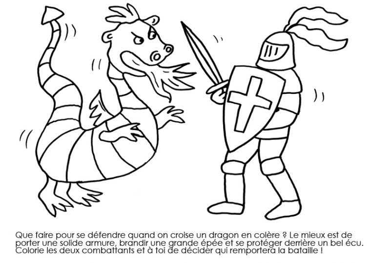Coloriage À Imprimer : Chevalier Face Au Dragon dedans Coloriage Chevalier À Imprimer Coloriage À Imprimer : Chevalier Face Au Dragon dedans Coloriage Chevalier À Imprimer