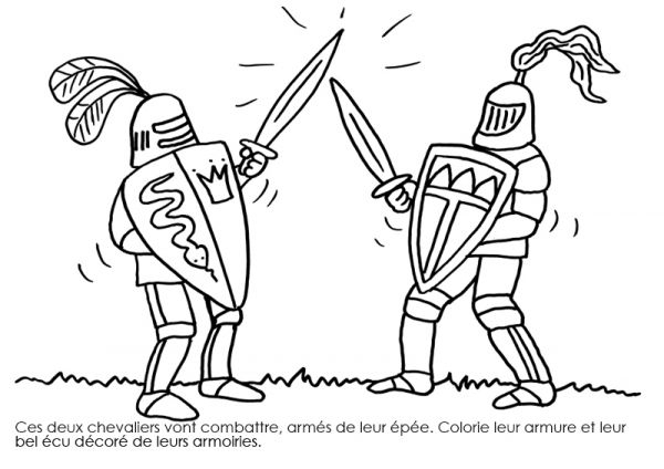 Coloriage À Imprimer : Chevaliers Combattant À L'Épée dedans Coloriage Chevalier À Imprimer Coloriage À Imprimer : Chevaliers Combattant À L'Épée dedans Coloriage Chevalier À Imprimer