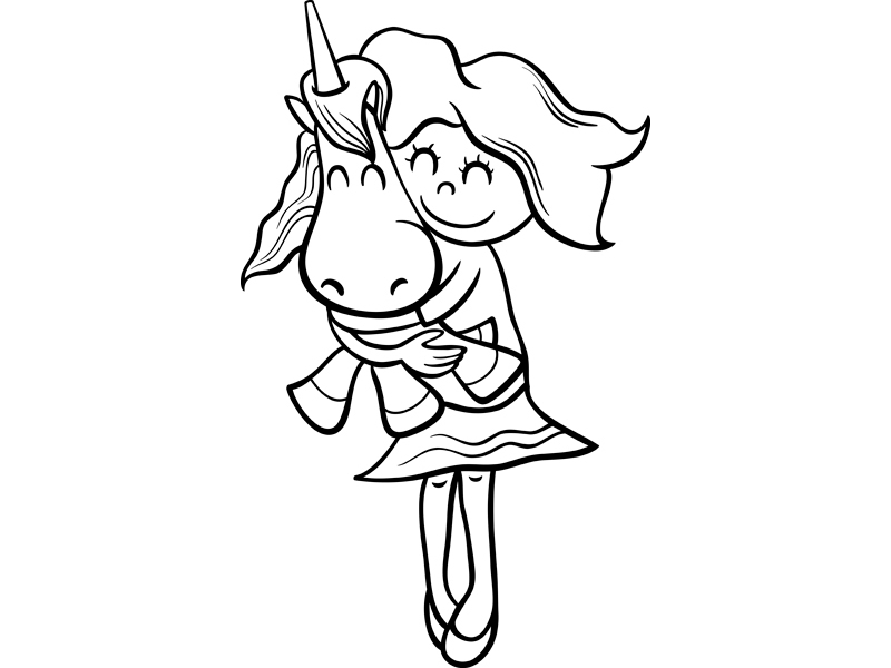 Coloriage À Imprimer : La Petite Fille Et Sa Licorne En pour Coloriage Licorne En Ligne