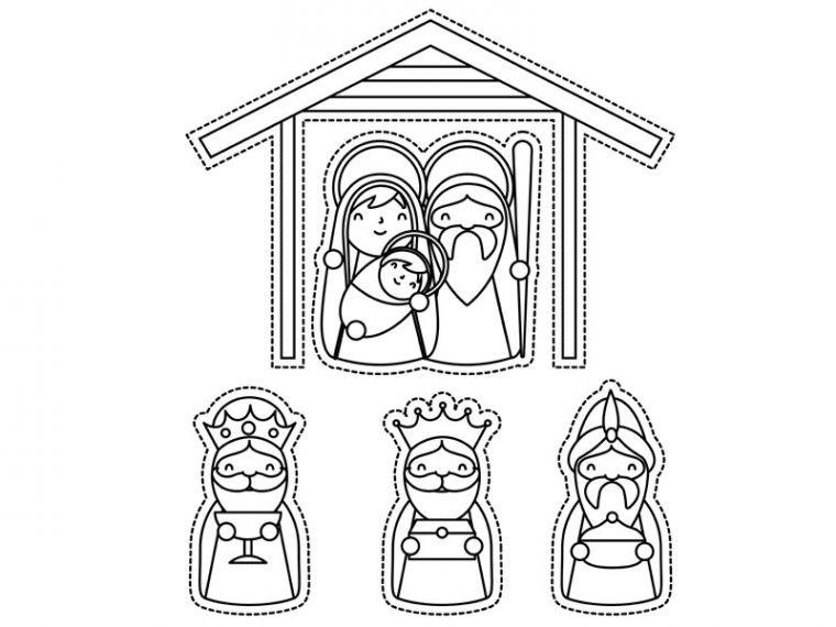 Coloriage À Imprimer : Les Rois Mages Et La Crèche destiné Crèche À Colorier
