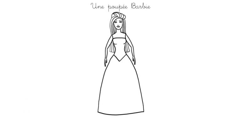 Coloriage À Imprimer : Une Poupée Barbie avec Dessin De Barbie Facile