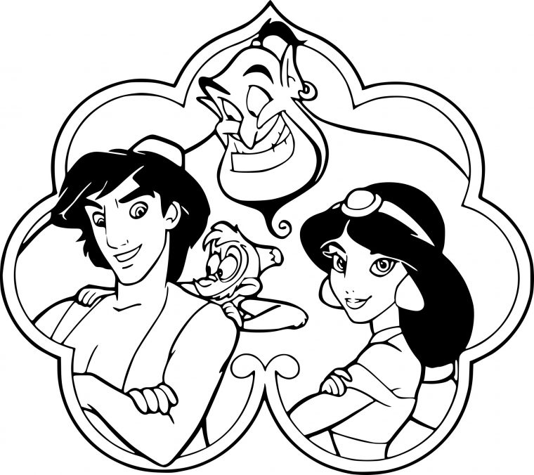 Coloriage Aladdin, Jasmine Et Le Génie À Imprimer Sur dedans Coloriage Jasmine A Imprimer Gratuit