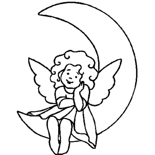 Coloriage Ange Sur La Lune En Ligne Gratuit À Imprimer à Dessin Ange De Noel