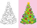 Coloriage Avec Modèle : Un Sapin De Noël Décoré dedans Coloriage De Sapin De Noel A Imprimer Gratuit