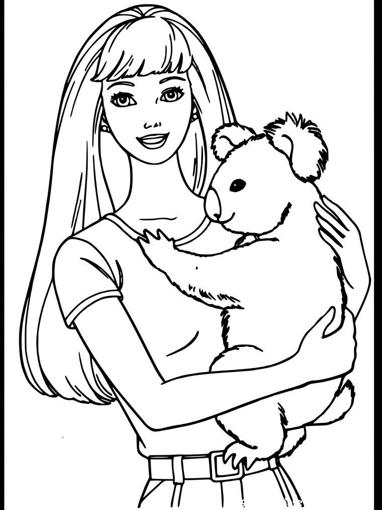 Coloriage Barbie Et Koala À Imprimer pour Coloriage Barbie Fait Du Surf
