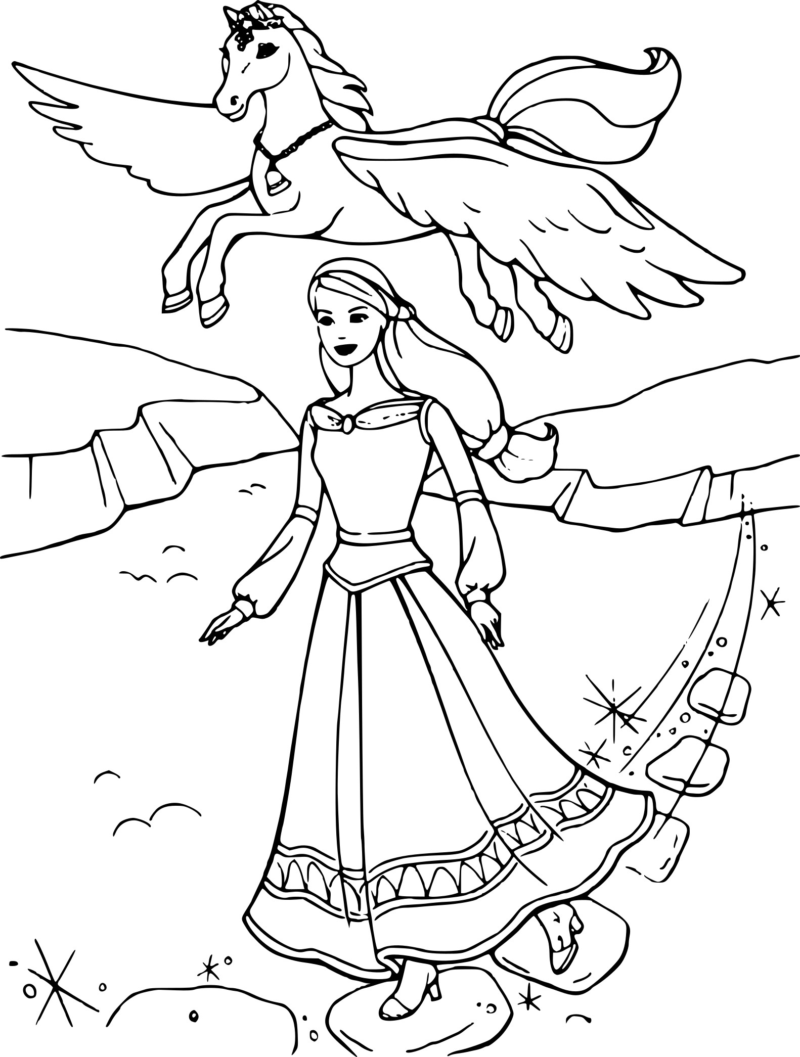 Coloriage Barbie Et Une Licorne À Imprimer Gratuit destiné Coloriage Barbie A Imprimer