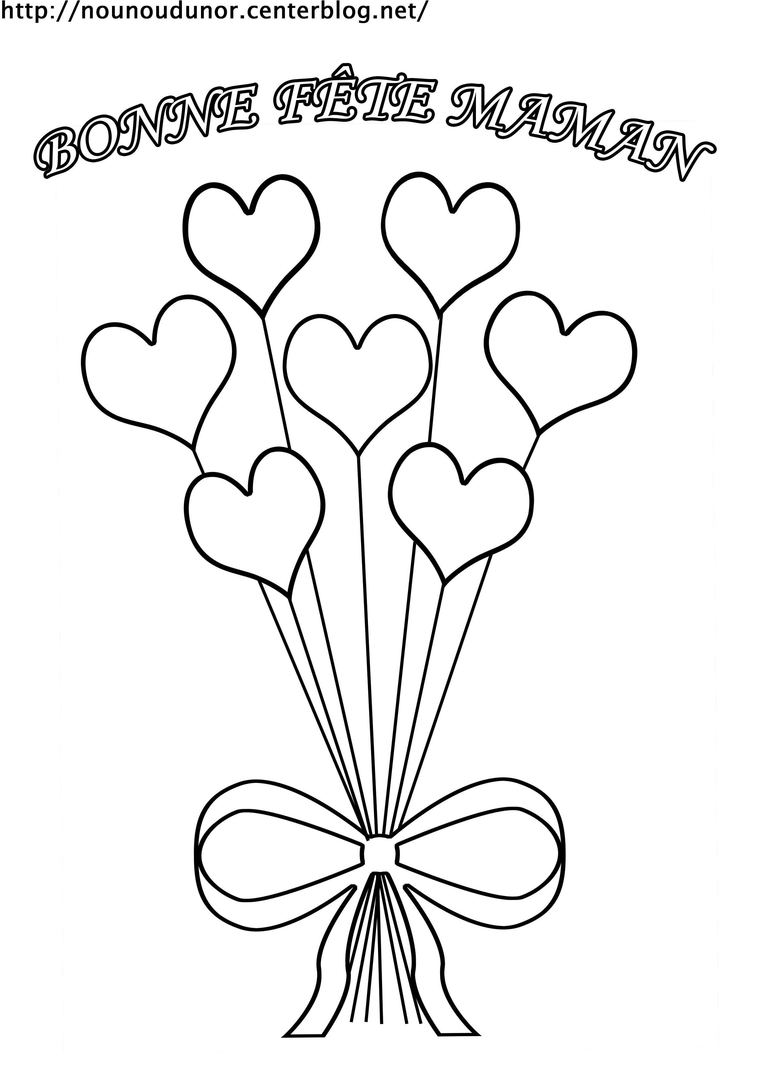 Coloriage Bouquet De Coeur Bonne Fête Maman pour Fete Des Meres Dessin