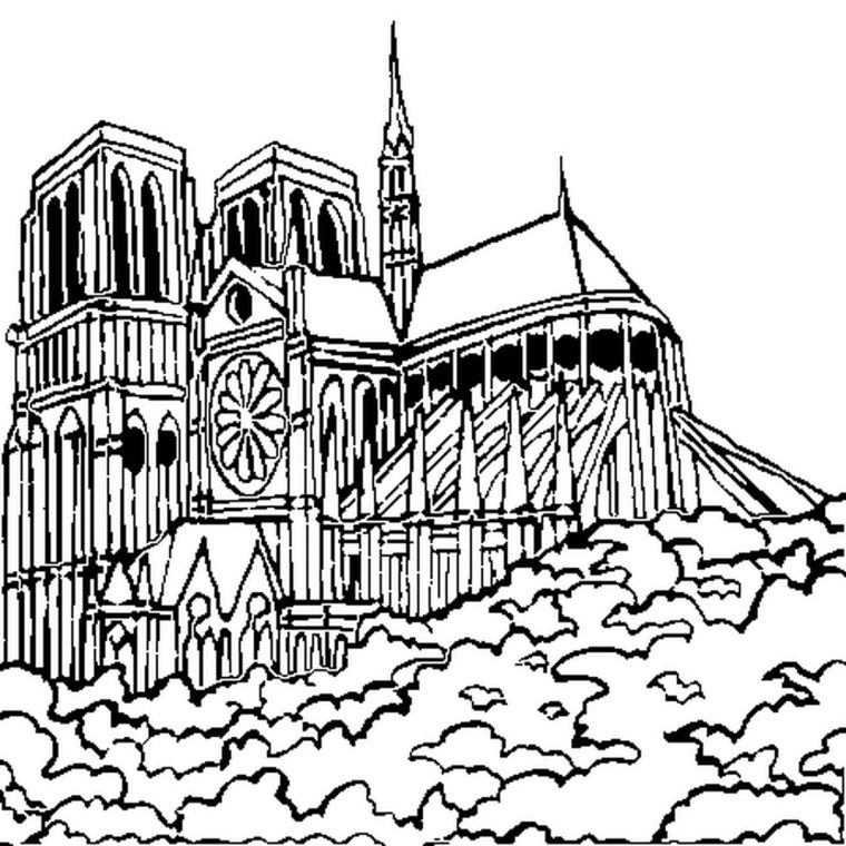 Coloriage Cathedrale – Ohbq intérieur Coloriage Notre Dame De Paris