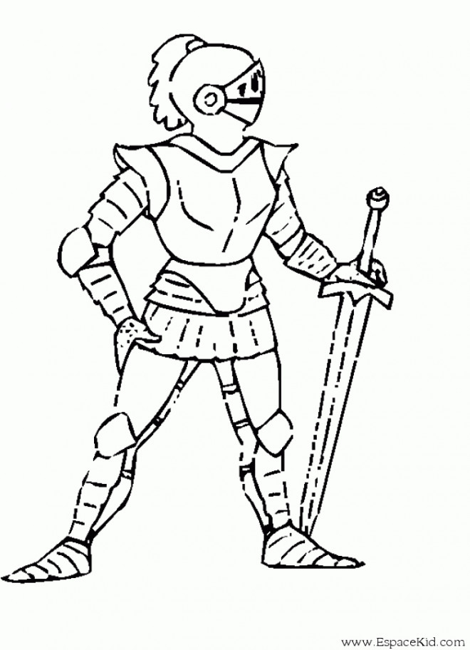 Coloriage Chevalier En Armure Facile Dessin Gratuit À Imprimer concernant Coloriage Épée