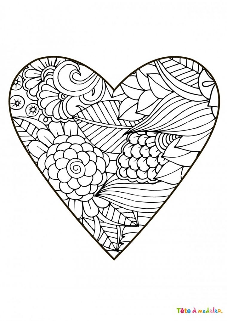Coloriage Coeur #01 – Un Coloriage De Tête À Modeler avec Coloriage Coeur À Imprimer Gratuit