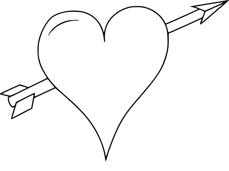 Coloriage Coeur Avec Une Flèche À Imprimer dedans Coloriage Coeur À Imprimer Gratuit
