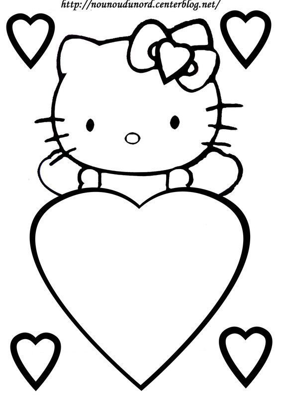 Coloriage Coeur Hello Kitty Dessiné Par Nounoudunord concernant Coloriage À Imprimer De Coeur