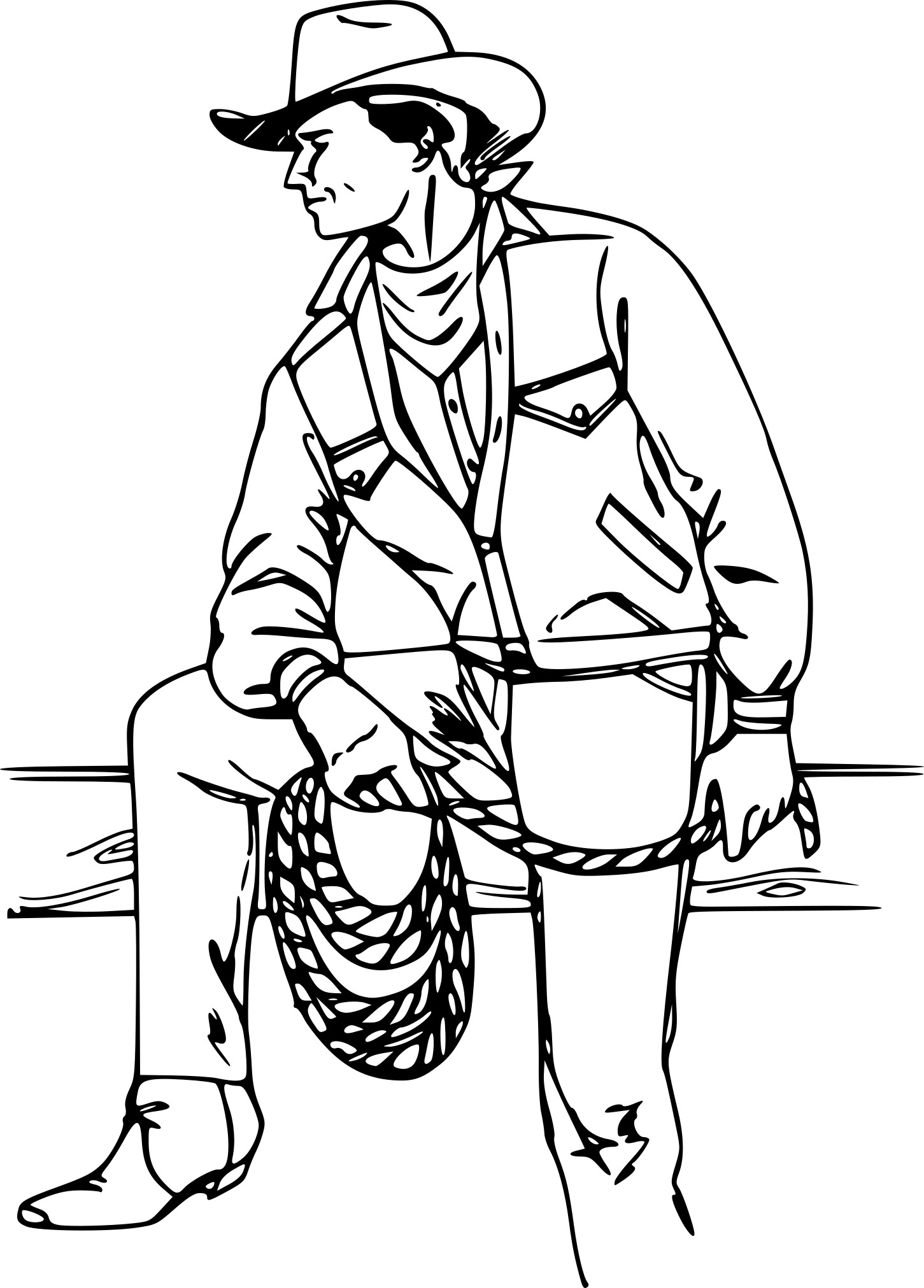 Coloriage Cowboy Dessin À Imprimer Sur Coloriages tout Dessin Chapeau De Cowboy