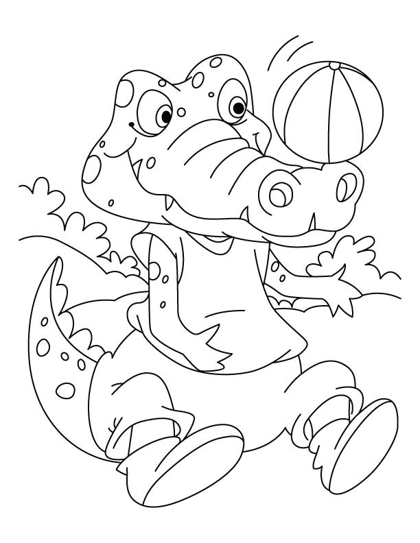 Coloriage Crocodile Et Ballon De Basket Dessin Gratuit À à Coloriage Crocodile A Imprimer Gratuit