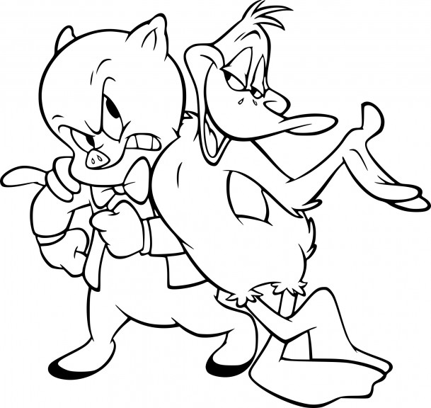 Coloriage Daffy Duck Et Porky Pig À Imprimer pour Coloriage Simpson A Imprimer Gratuit