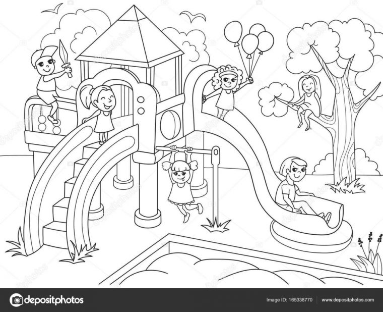 Coloriage D’aire De Jeux Pour Enfants. Illustration destiné Jeux De Dessin Gratuits