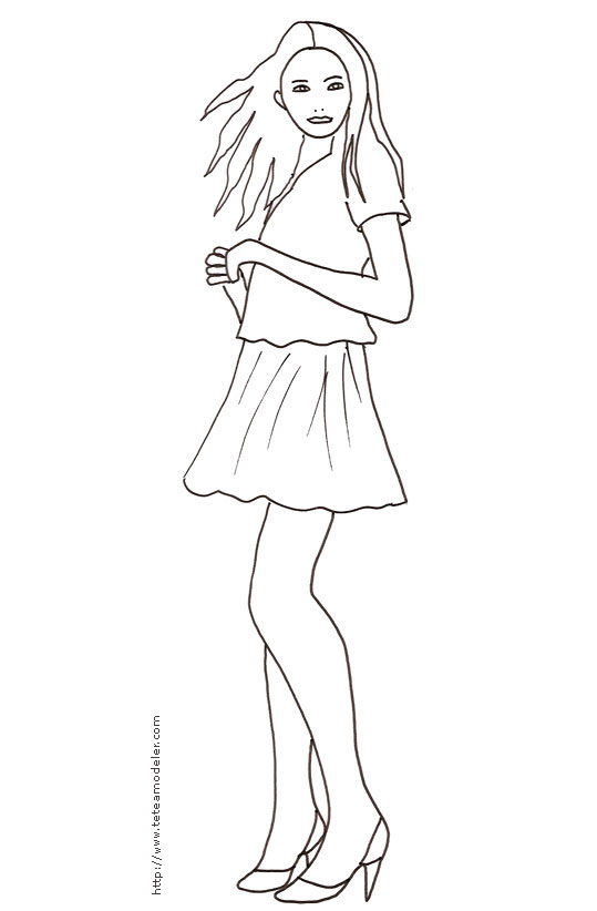 Coloriage De Fille Top Model En Ligne concernant Coloriage Top Model À Imprimer