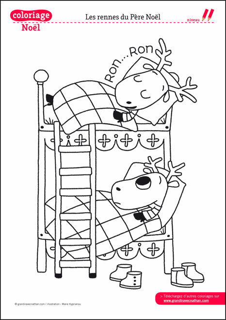 Coloriage De Noël À Imprimer : Les Rennes Du Pere Noel à Dessin De Rennes Du Pere Noel