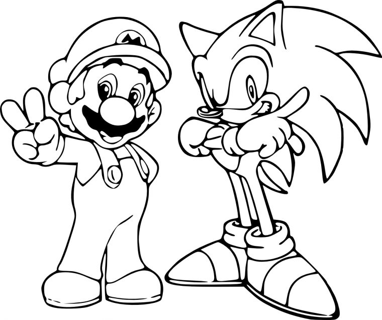 Coloriage De Sonic Et Mario À Imprimer dedans Coloriage Mario