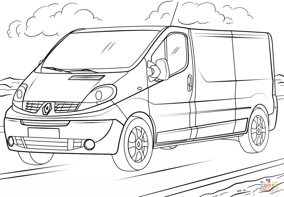 Coloriage De Voiture Renault | Renault Trafic, Renault pour Coloriage Camion A Imprimer