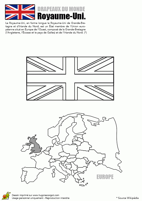 Coloriage Découverte Europe Drapeau Le Royaume-Uni serapportantà Drapeau Anglais À Colorier