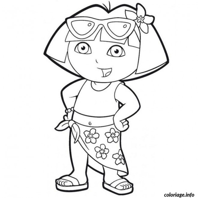 Coloriage Dora En Maillot De Bain Dessin Gratuit À Imprimer serapportantà Dessin A Colorier Dora
